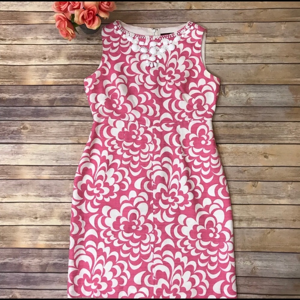 Eliza J. Pink floral print beaded dress